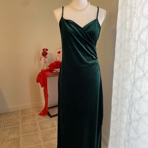Emerald green velvet maxi spaghetti straps